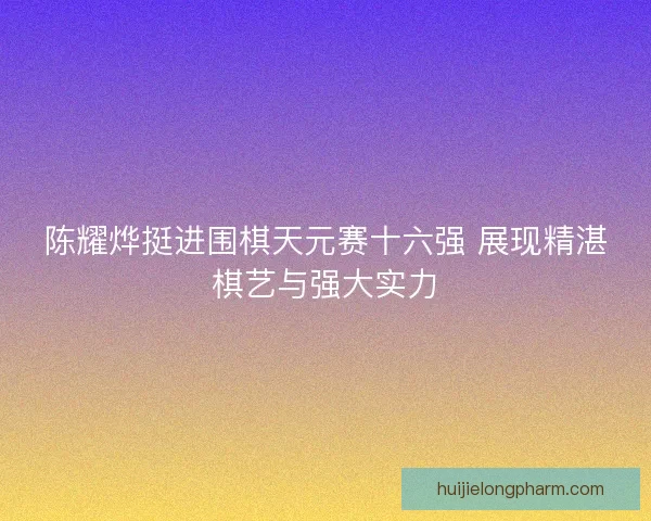 陈耀烨挺进围棋天元赛十六强 展现精湛棋艺与强大实力